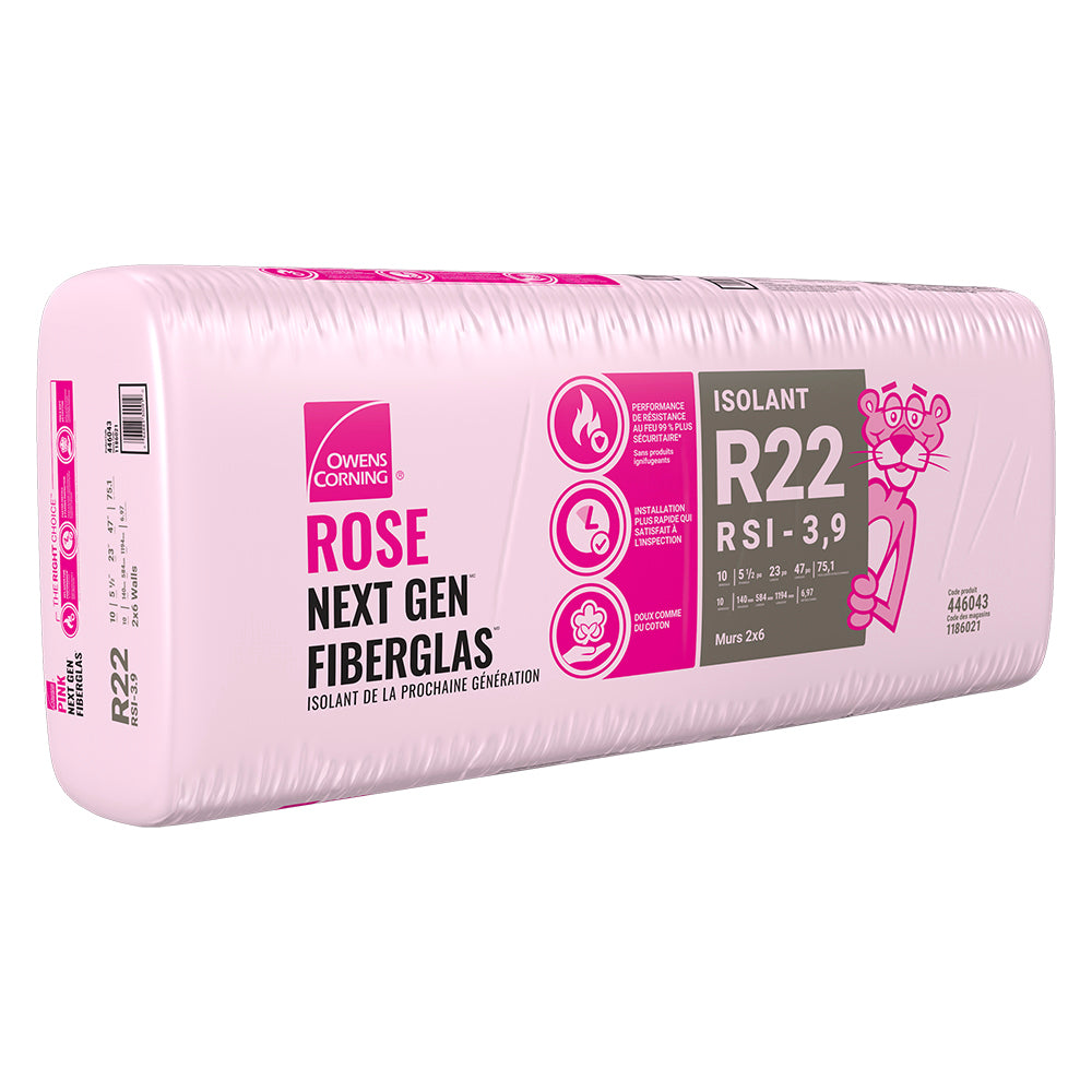 R-22 PINK NEXT GEN FIBERGLAS Insulation 23-inch x 47-inch x 5.5 Inch (75.1 sq. ft.)