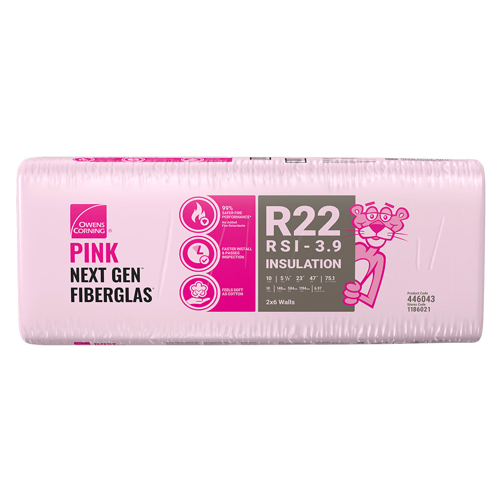 R-22 PINK NEXT GEN FIBERGLAS Insulation 23-inch x 47-inch x 5.5 Inch (75.1 sq. ft.)