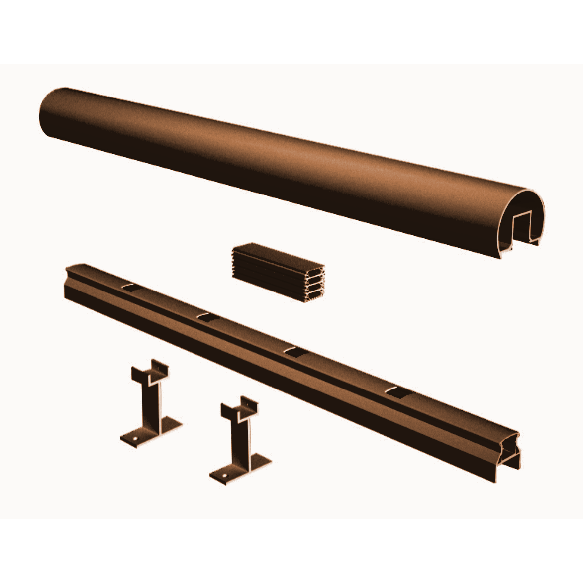 8' Century Top & Bottom Rail for 5/8" Stair Picket, Lakeside Copper