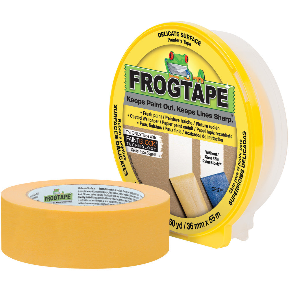 Shurtape 217143 36mm x 55m (1.41" x 60yd) Yellow Frogtape Delicate Surfaces Painter's Tape