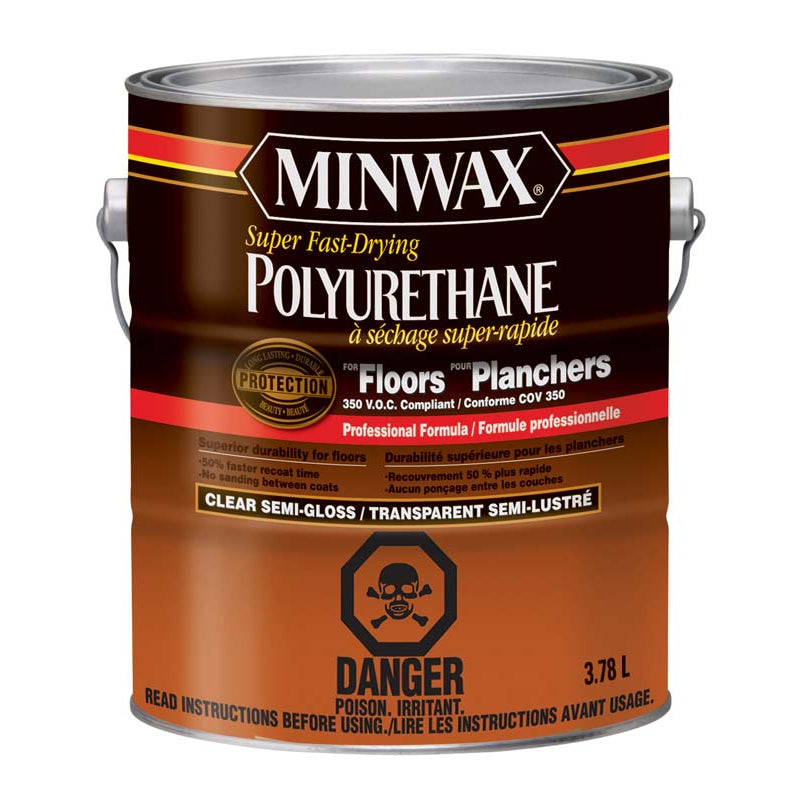 Minwax® Fast-Drying Polyurethane, Semi-Gloss, Clear, 3.78 L