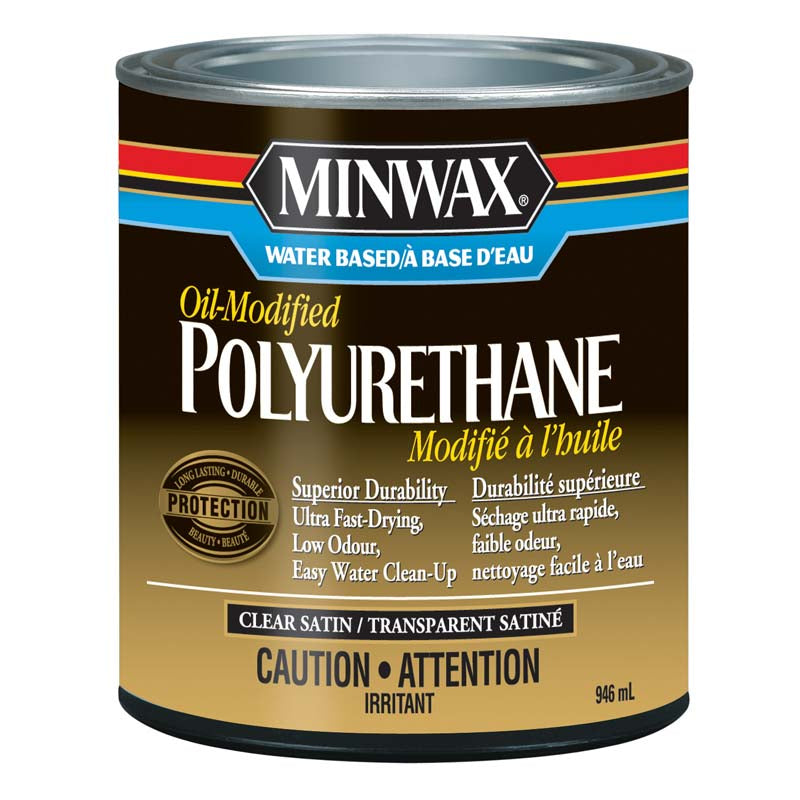 Minwax® Water Based Oil-Modified Polyurethane, Satin, Clear, 946 mL