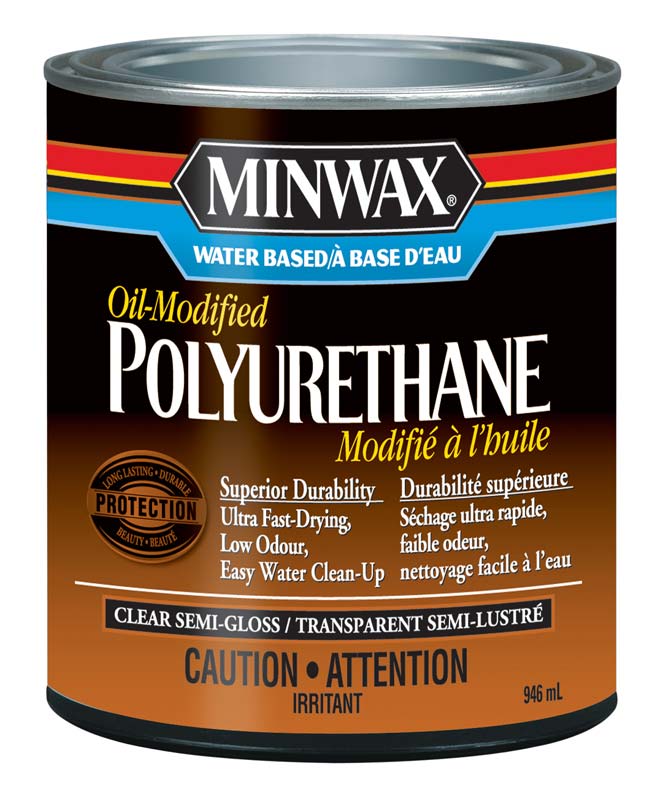 Minwax® Water Based OilModified Polyurethane, SemiGloss, Clear, 946
