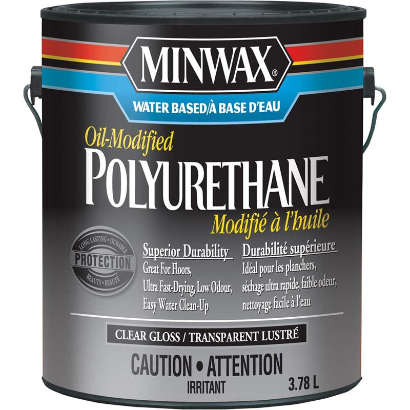Minwax® Water Based Oil-Modified Polyurethane, Gloss, Clear, 3.78 L