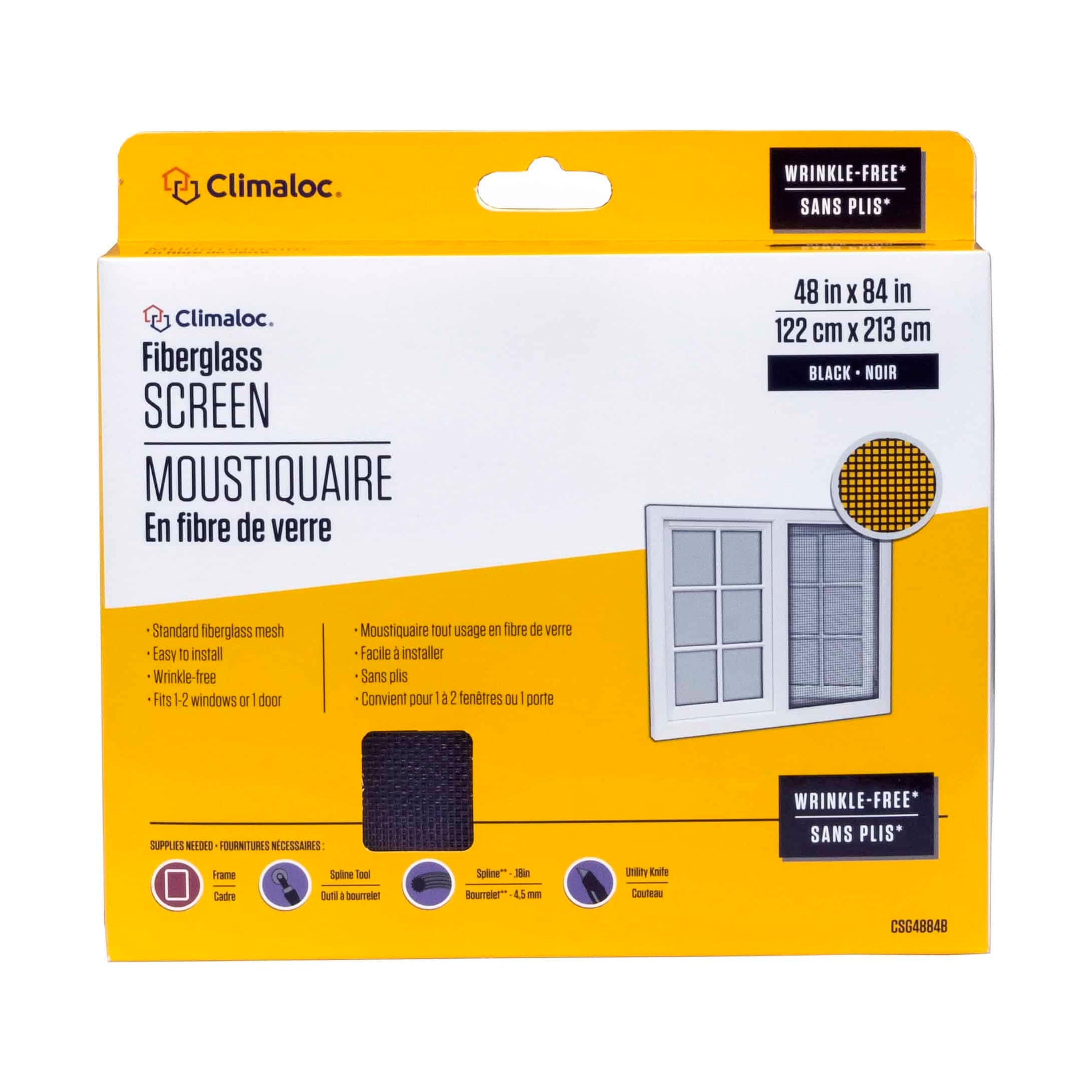 48"x84" Fiberglass Screen Kit, Black