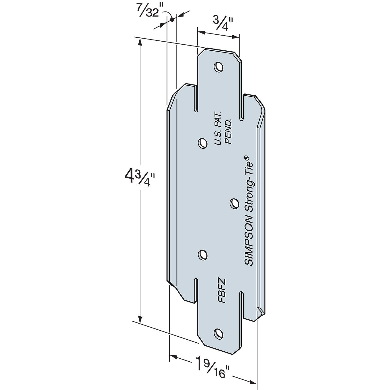 Flat Fence Rail Bracket for 2x4, ZMAX® Galvanized