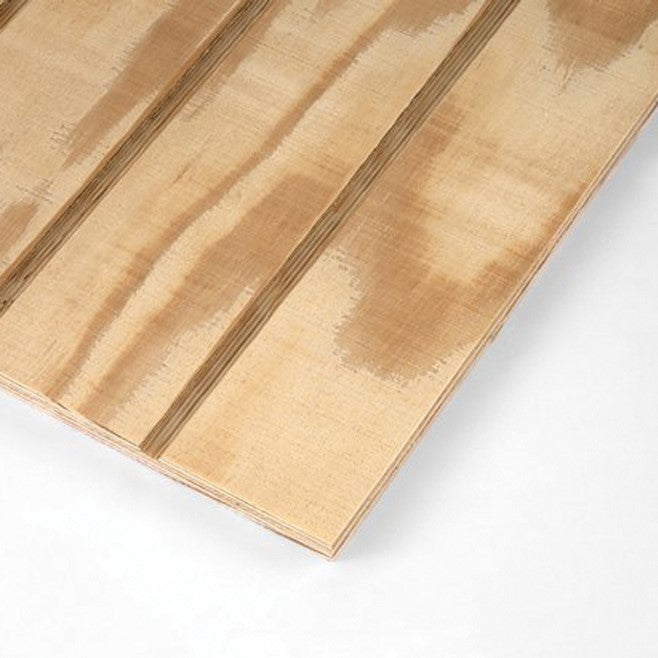 5/8”x4’x8’ Natural Chalet Siding 8” On Centre Grooves