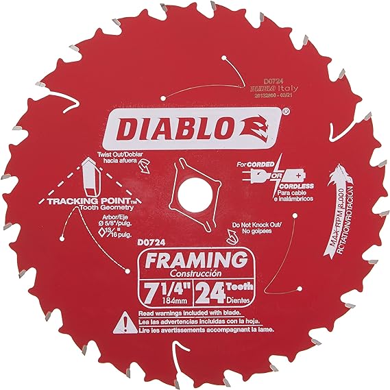 Freud D0724PX 7-1/4? x 24T Demo Demon Framing & Ripping Blade 2-Pack