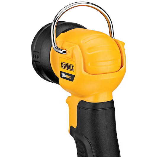 Yellow and black Dewalt Flashlight on a white background