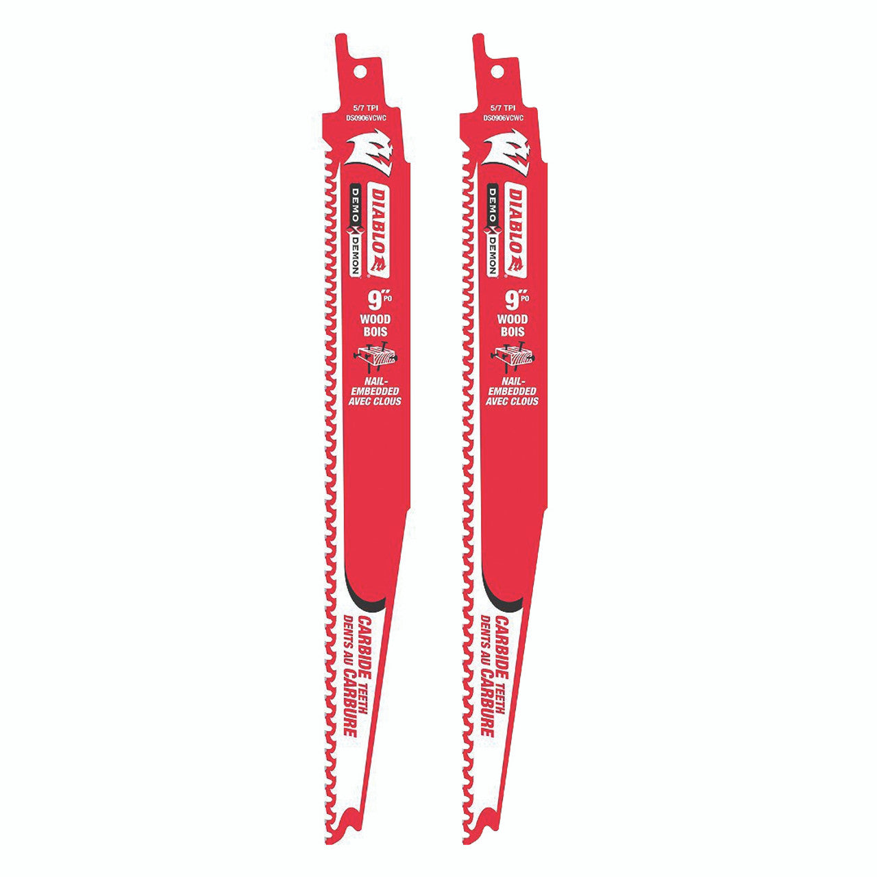 9" 6/9 TPI Carbide Recip Saw Blade, (2/Pack)