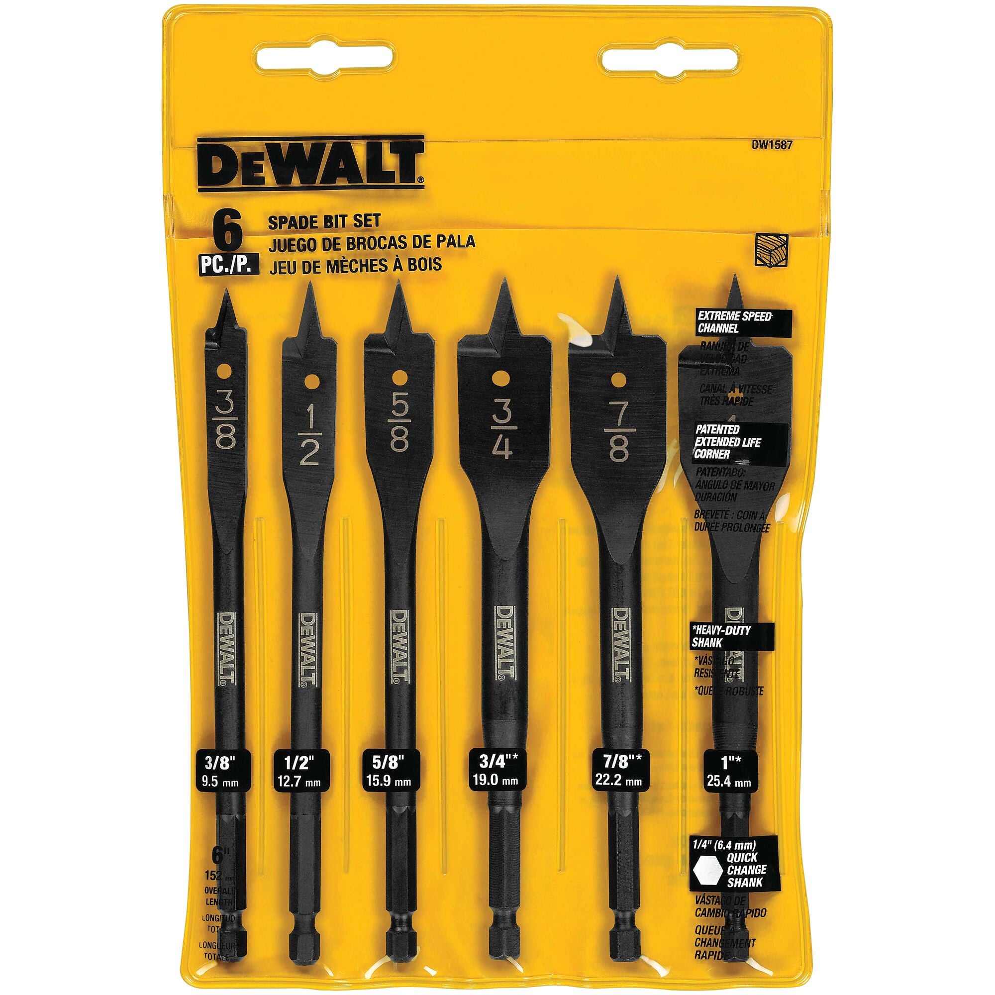 DeWalt 6 Piece Spade Bit Set