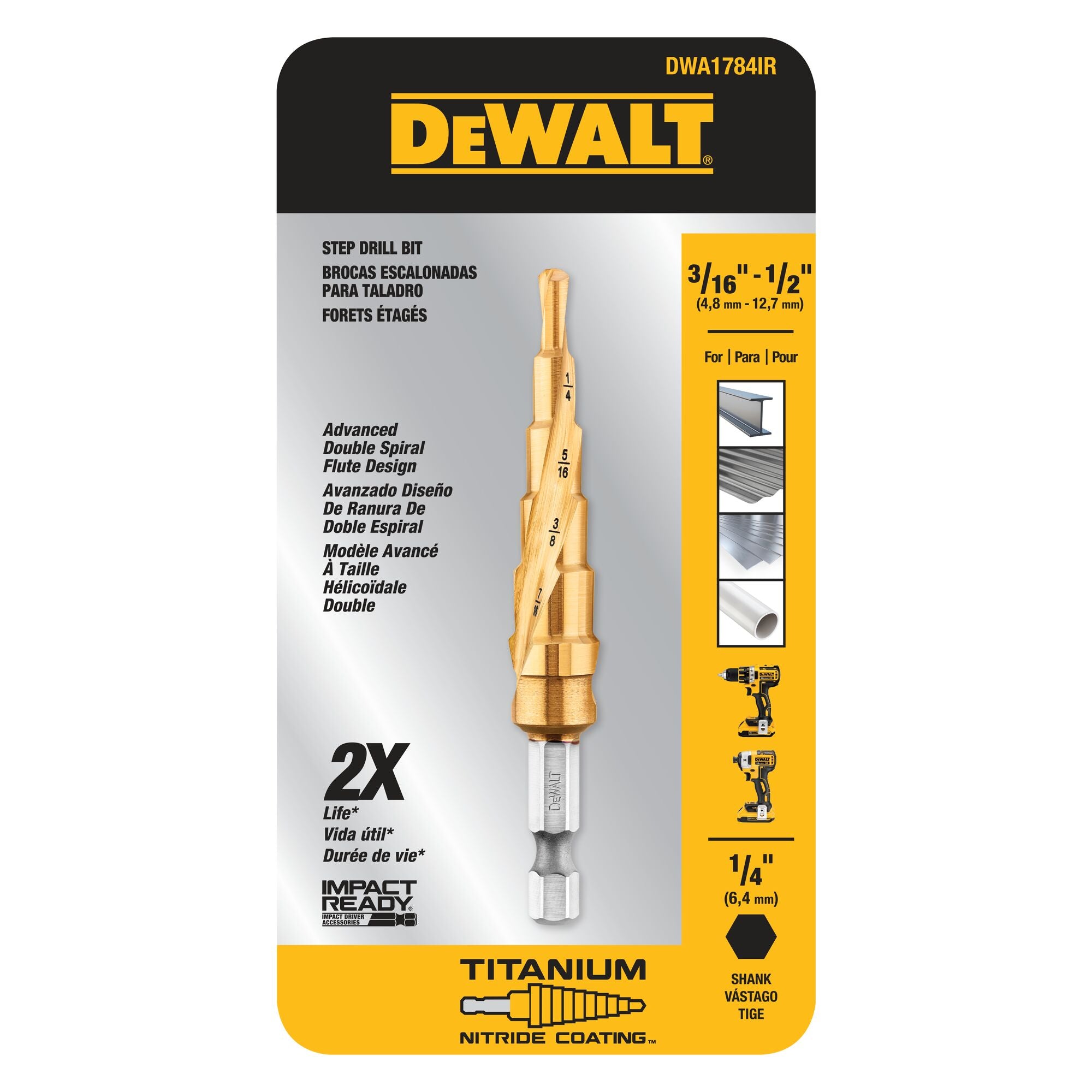 3/16"-1/2" Impact Ready Step Drill Bit