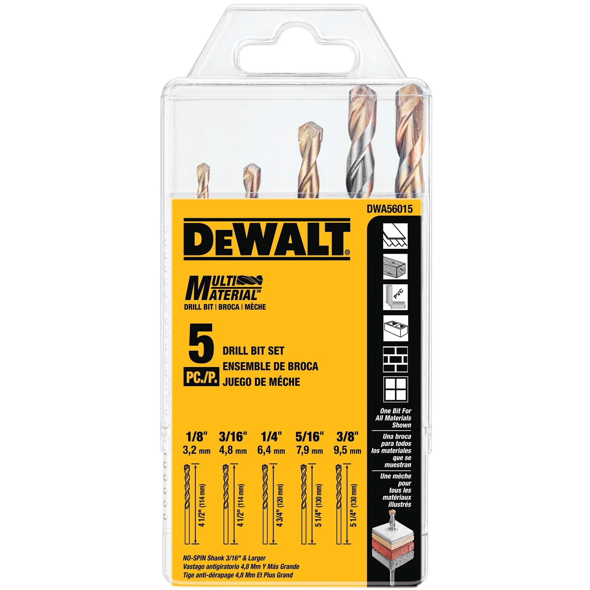 Multi-Material Bit Set (1/4", 3/16", 1/8", 5/16, 3/8")