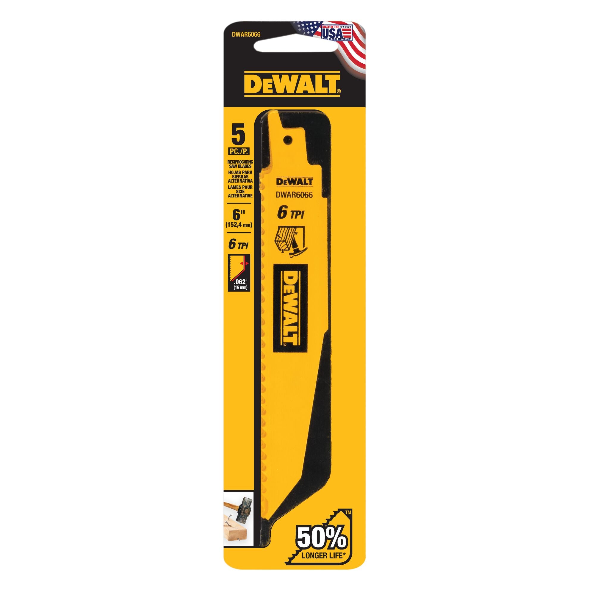 6" 6TPI Reciprocating Saw Blades (5 Pack)