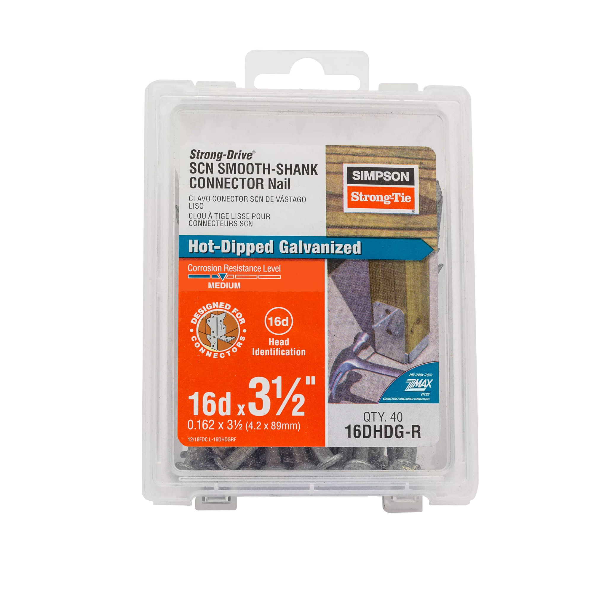 .162"x3-1/2" Strong-Drive® Smooth Shank Connector Nail, Hot Dipped Galvanized (40/BX)