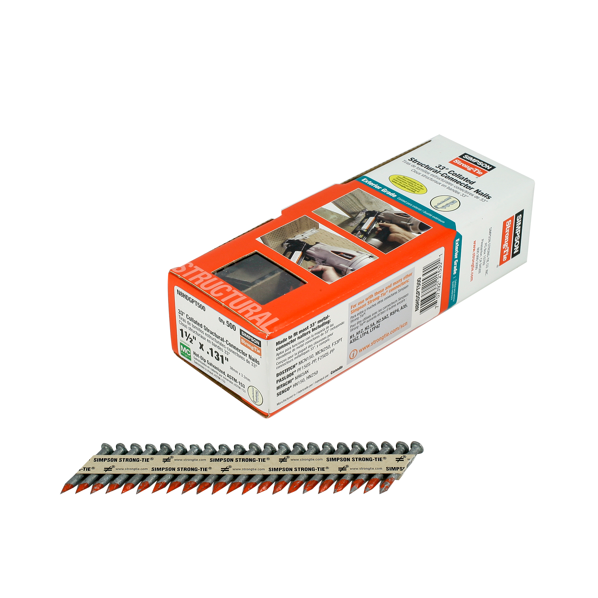 Strong-Drive® 33° SCN SMOOTH-SHANK CONNECTOR Nail — 1-1/2 in. x .131 in. HDG (500-Qty) (Pack of 4)