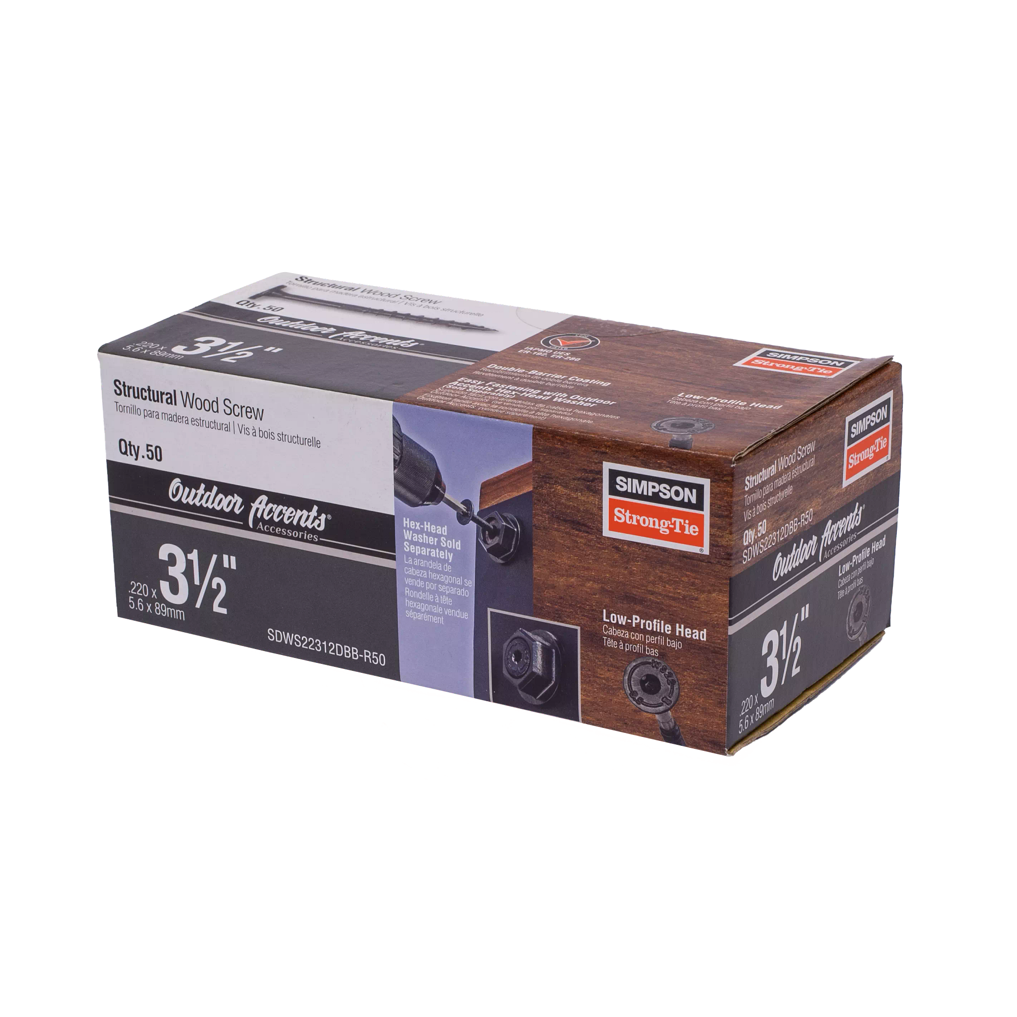 .220"x3-1/2" Outdoor Accents® Structural Wood Screw, Black (50/BX)