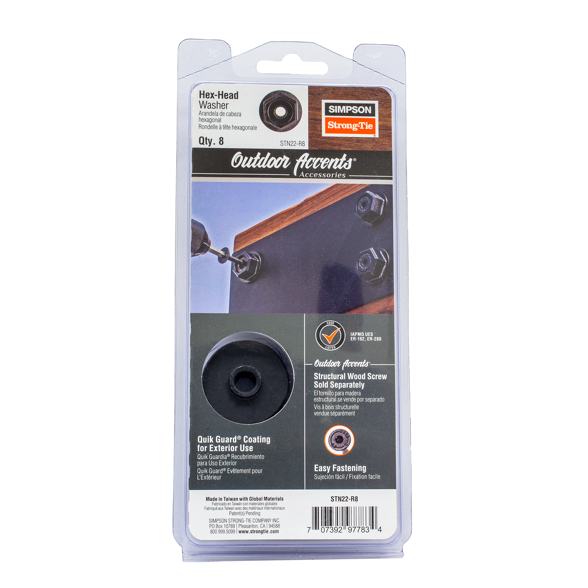 Outdoor Accents® Hex-Head Washer, Black (8/PK)