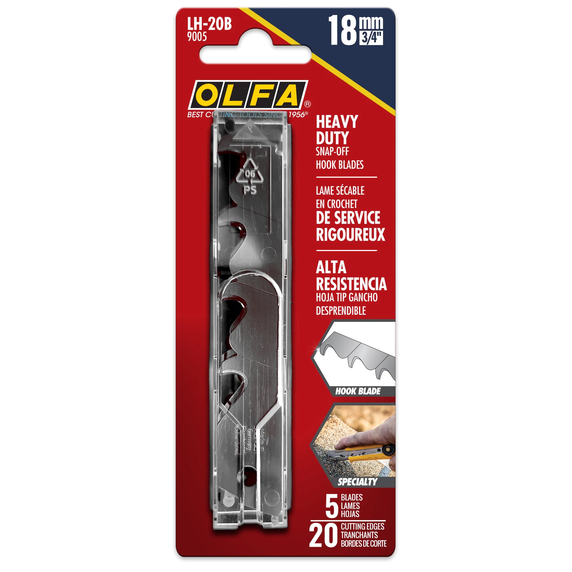 OLFA 18mm LH-20B Hook Snap Blades - 5 Pack