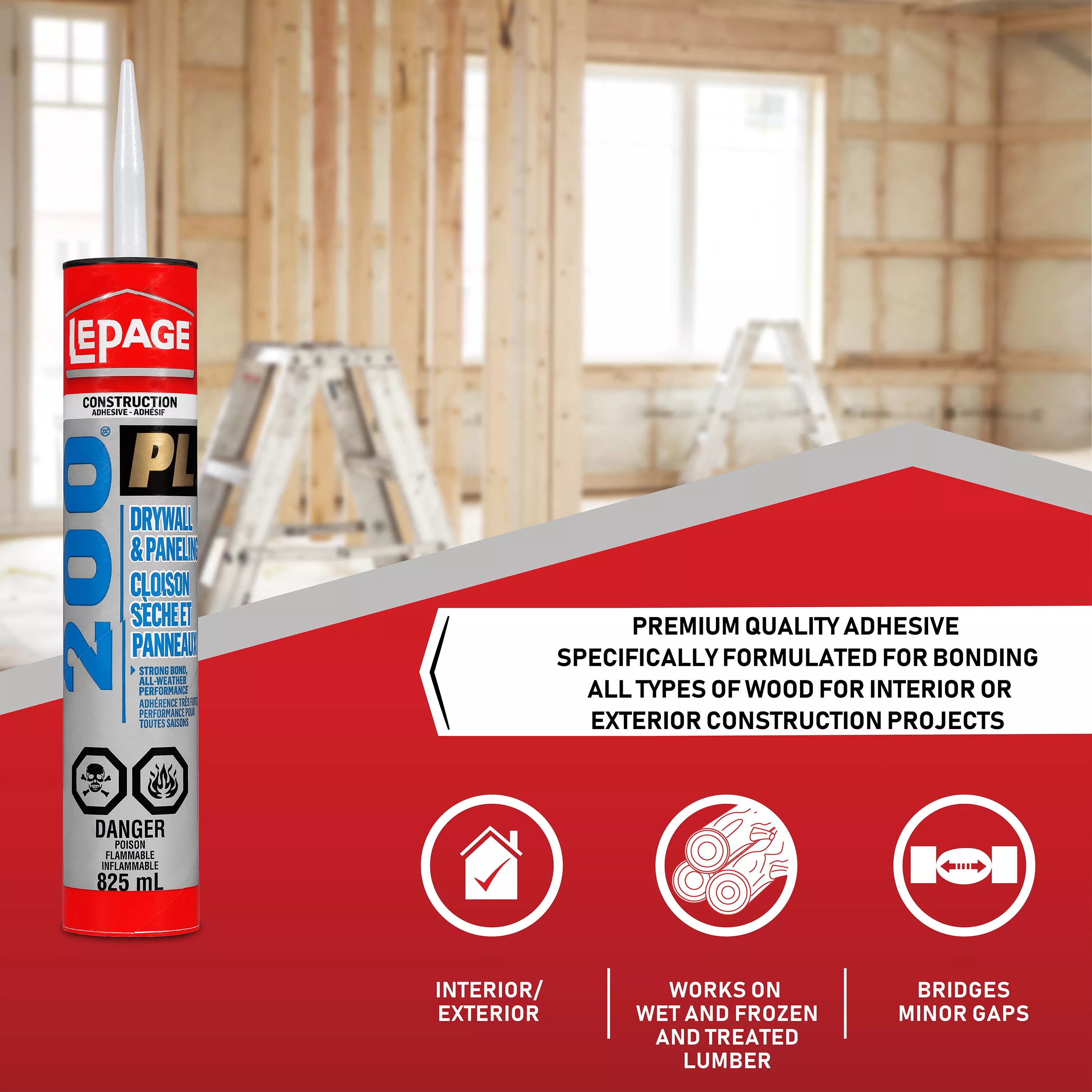 LePage PL200 Drywall Construction Adhesive 825ml, Tan