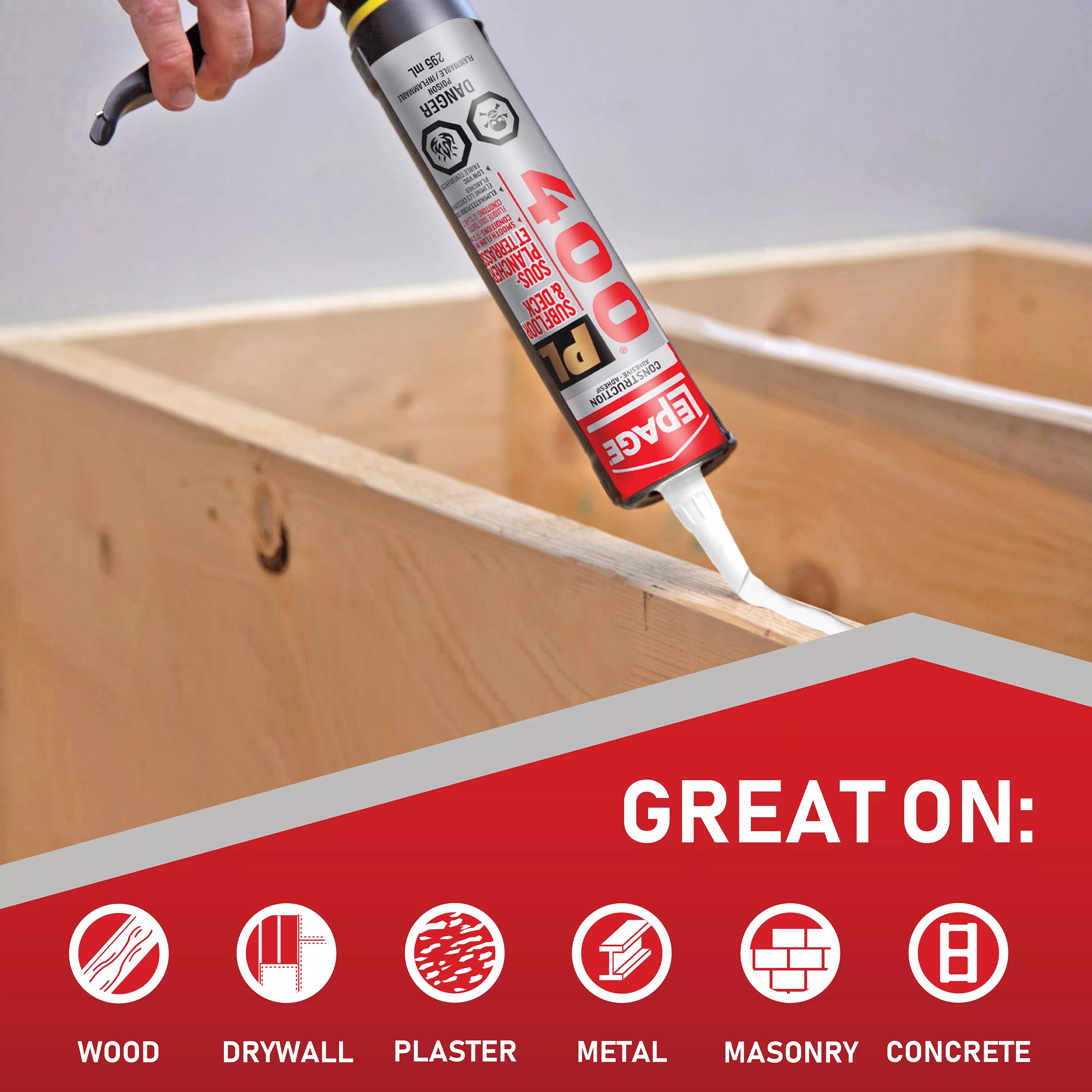 LePage PL400 Subfloor and Deck Adhesive 295ml, Light Tan