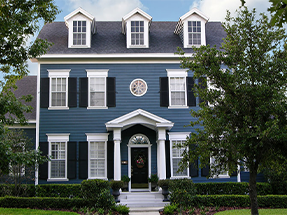 A photo of Annapolis Blue coloured Mitten Vinyl Siding from their Sentry collection
