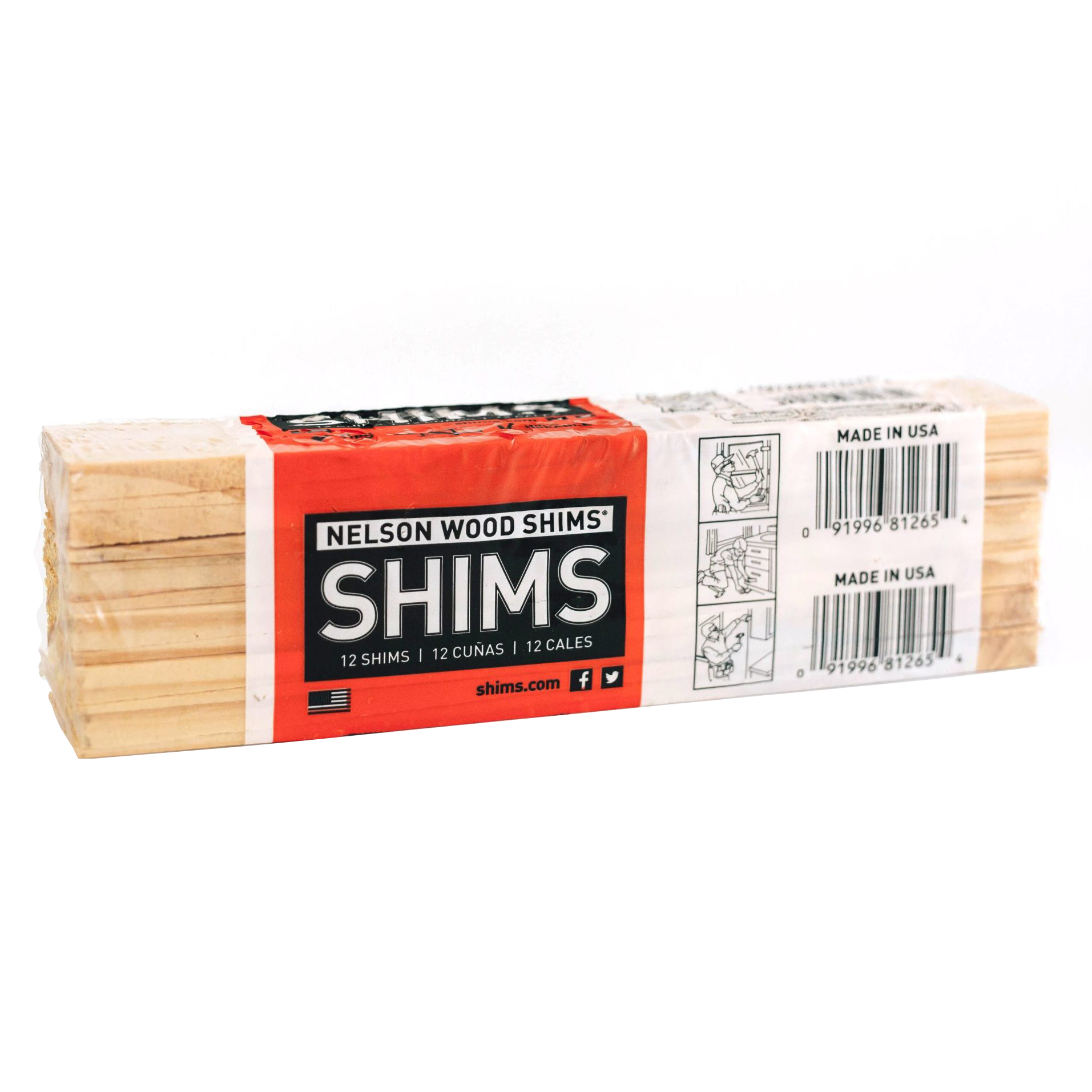 8" Pine Shims (12/Pack)