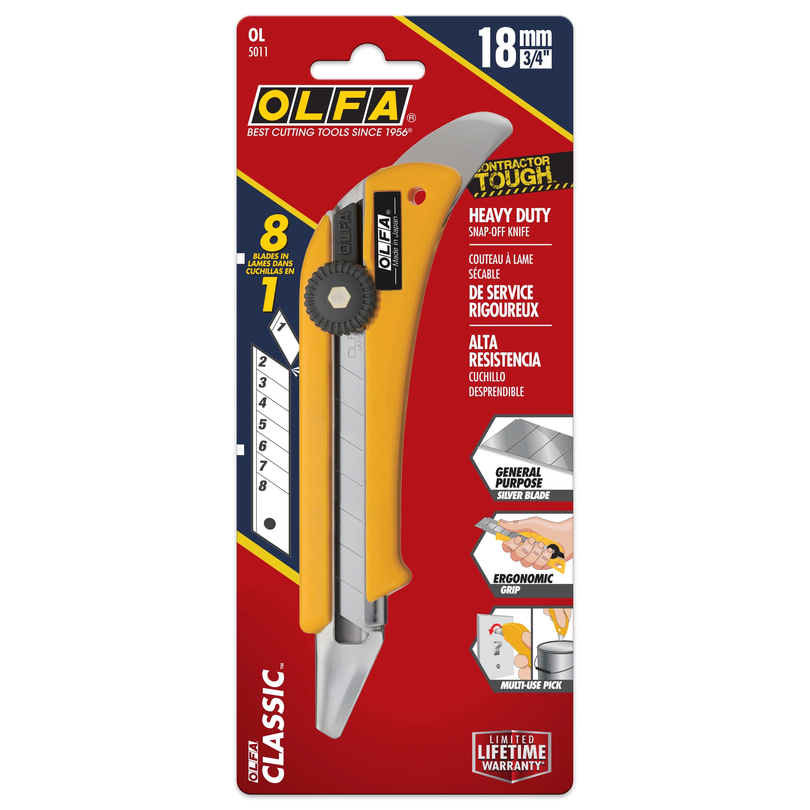 18mm Extended Depth Utility Knife with Carpet Tuck Tool