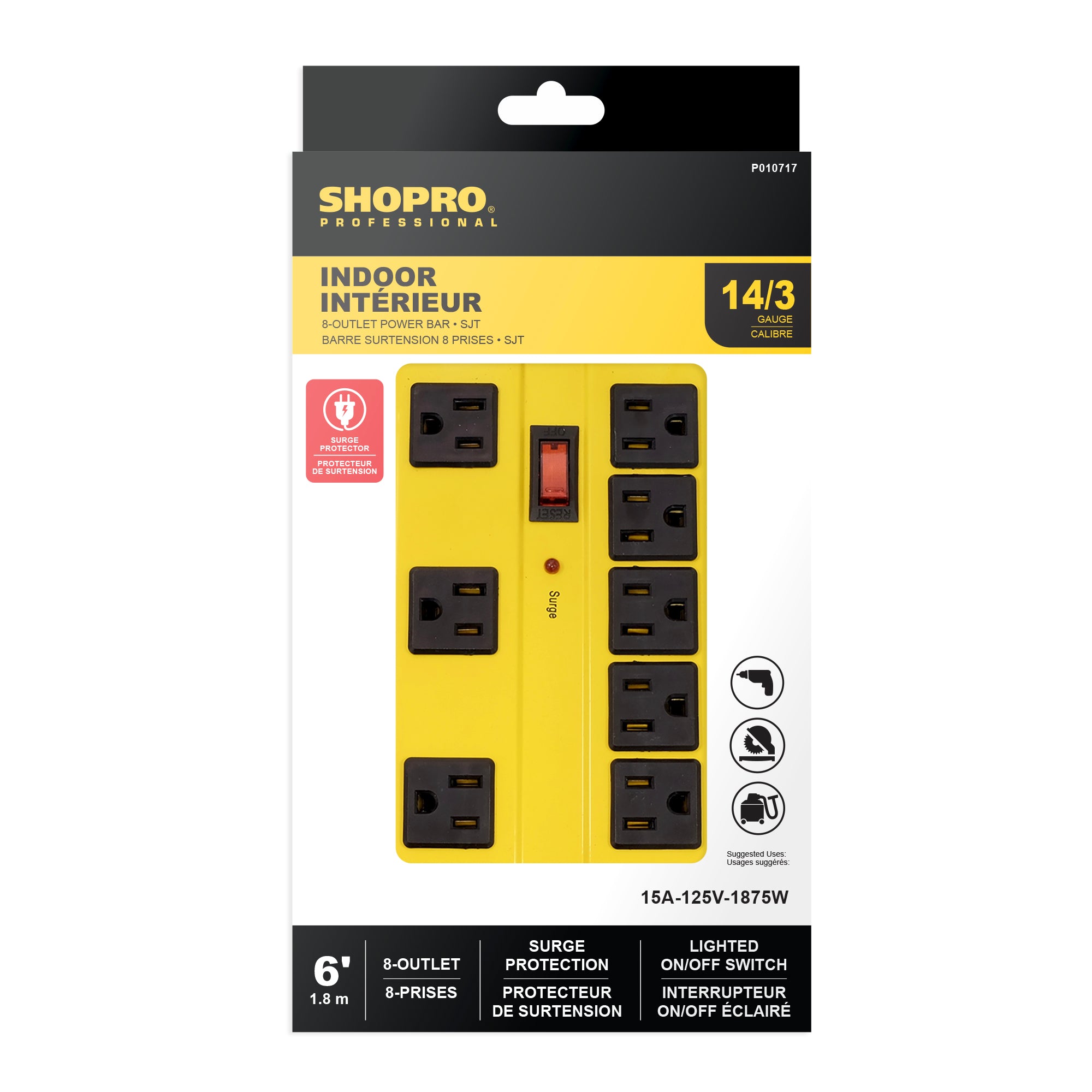 8-Outlet Surge Protect Power Bar
