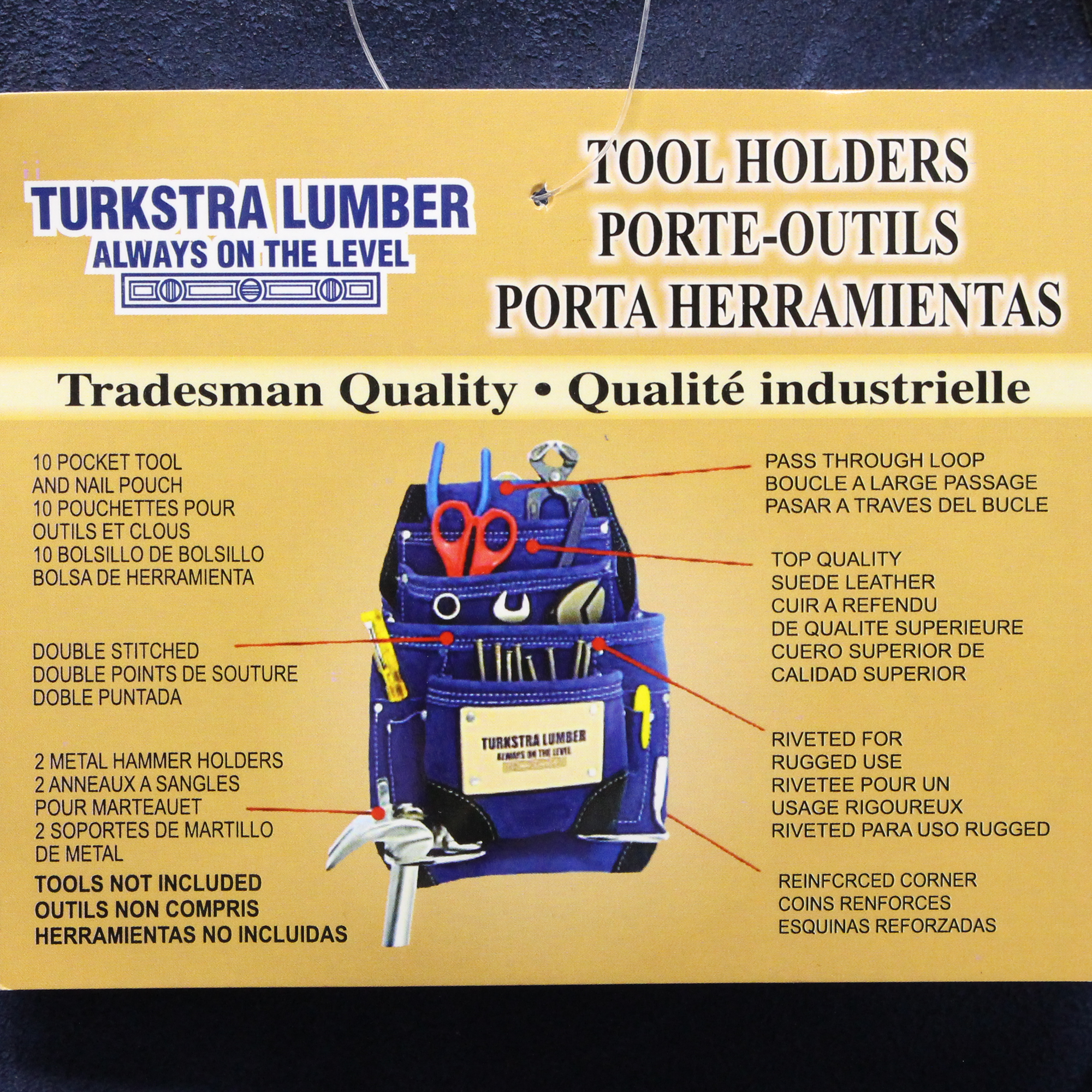 10 Pocket Turkstra Lumber Split Grain Leather Tool Pouch, Blue