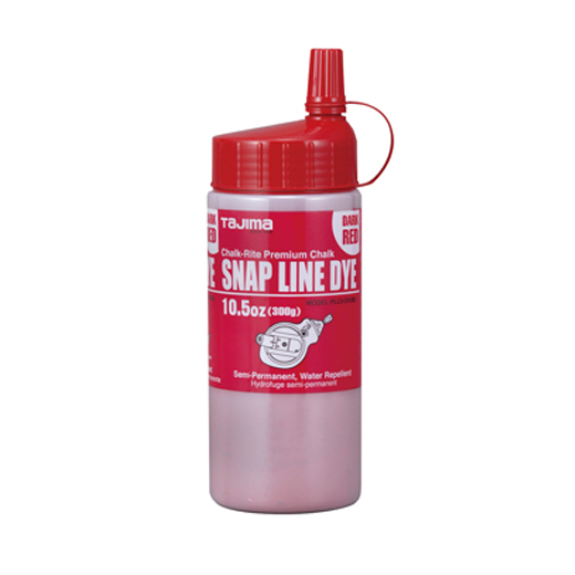 Snap Line Dye, permanent marking chalk, dark red, easy-fill nozzle, 300g / 10.5 oz.