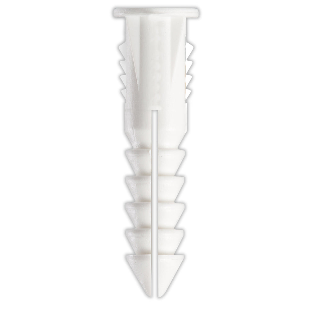 $6-8x1-1/4" Plastic Screw Anchor w/ Screws, White (10 Pack)