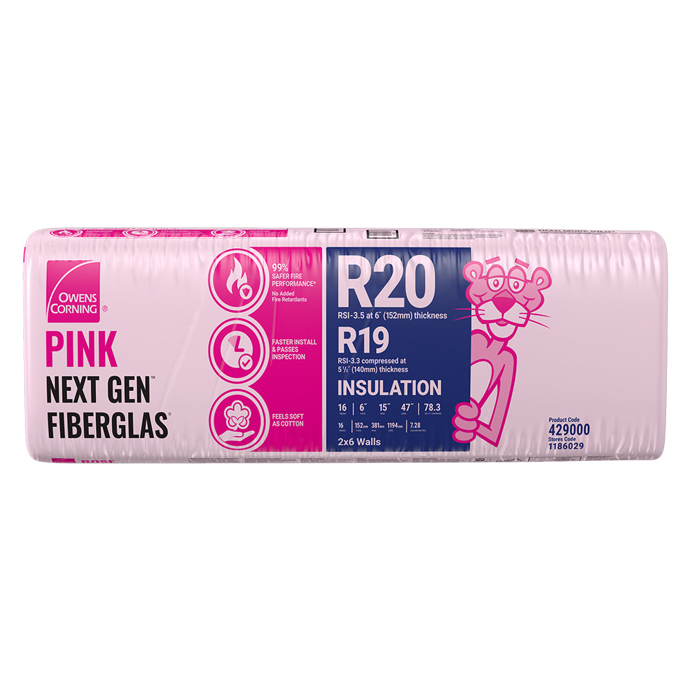 R-20 PINK NEXT GEN FIBERGLAS Insulation 15-inch x 47-inch x 6-inch (78.3 sq.ft.)