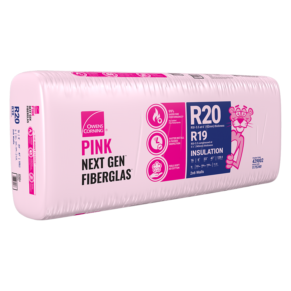 R-20 PINK NEXT GEN FIBERGLAS Insulation 23-inch x 47-inch x 6-inch (120.0 sq.ft.)