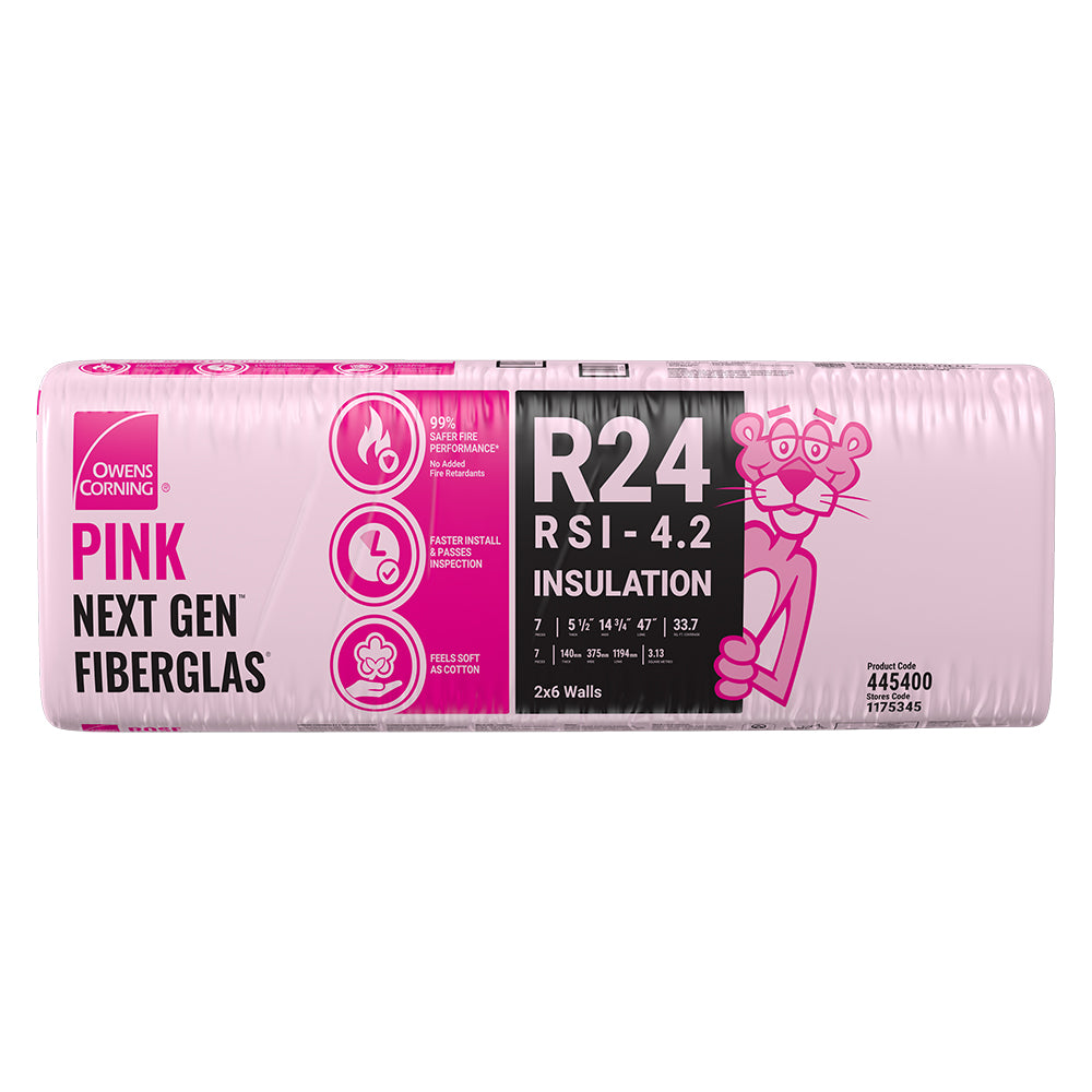 R-24 PINK NEXT GEN FIBERGLAS Insulation 14.75-inch x 47-inch x 5.5-inch (33.7 sq.ft.)