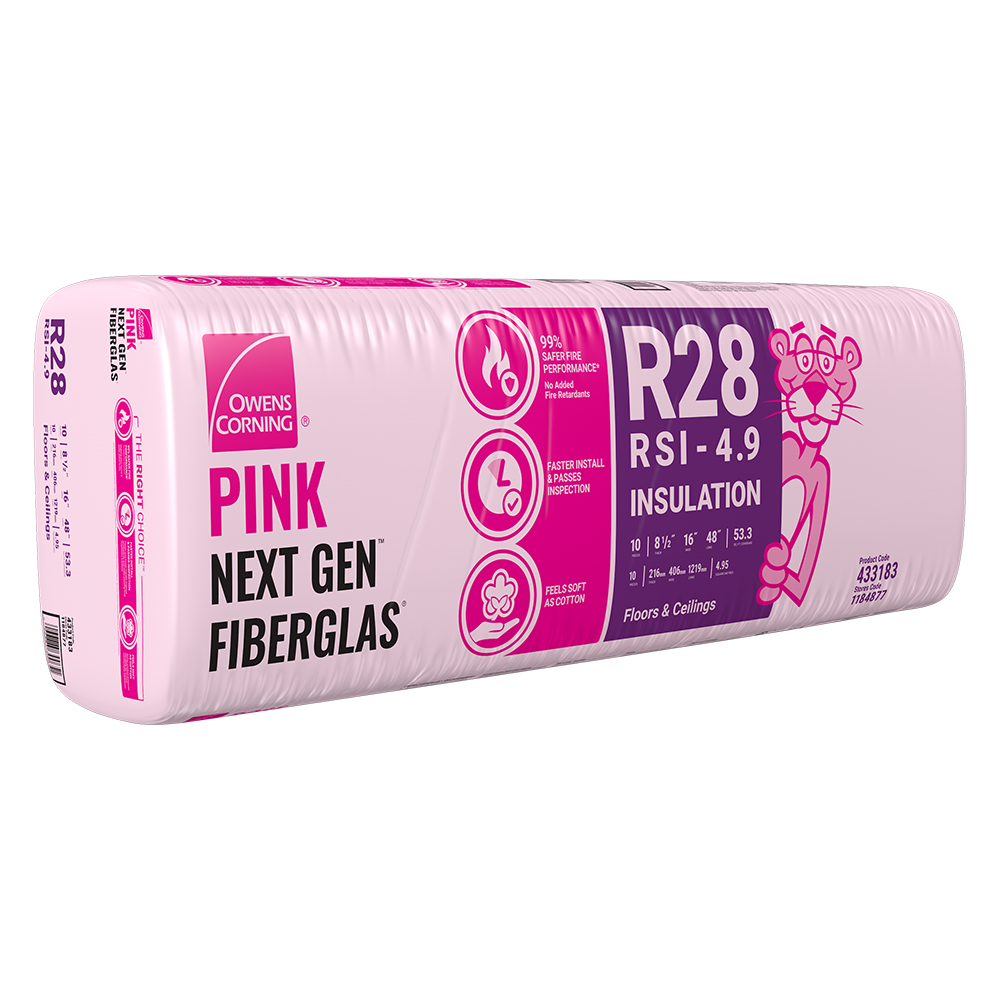 R-28 PINK NEXT GEN FIBERGLAS Insulation 16-inch x 48-inch x 8.5-inch (53.3 sq. ft.)