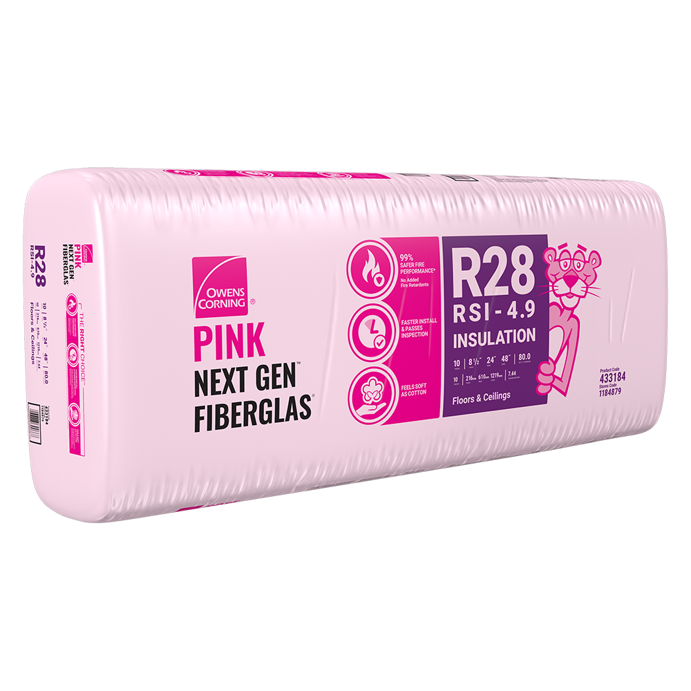 R-28 PINK NEXT GEN FIBERGLAS Insulation 24-inch x 48-inch x 8.5-inch (80 sq.ft.)