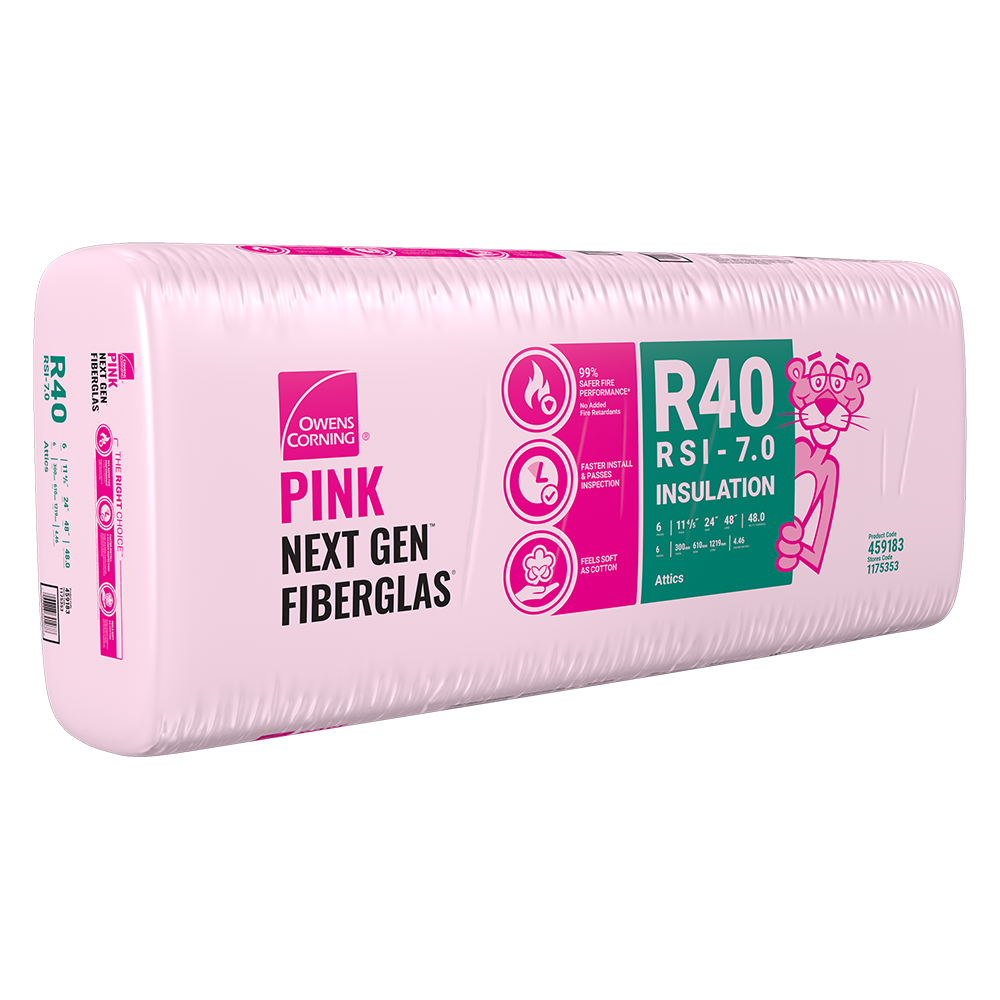 R-40 PINK NEXT GEN FIBERGLAS Insulation 24-inch x 48-inch x 11-inch (48 sq.ft.)