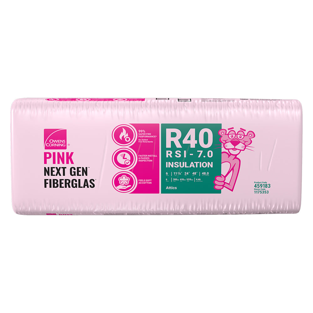 R-40 PINK NEXT GEN FIBERGLAS Insulation 24-inch x 48-inch x 11-inch (48 sq.ft.)