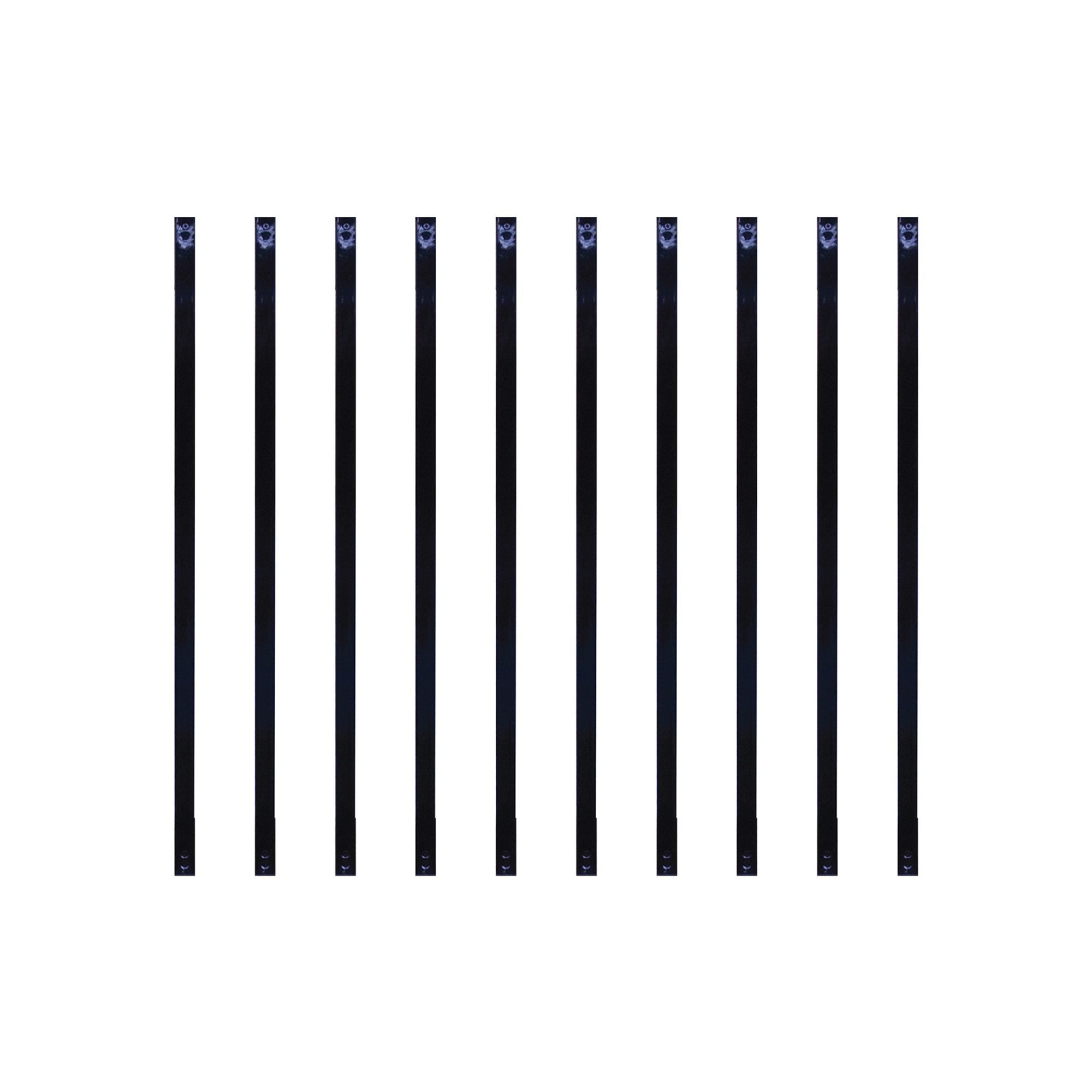 1"x32" Rectangular Galvanized Steel Balusters, Black (10 Pack)
