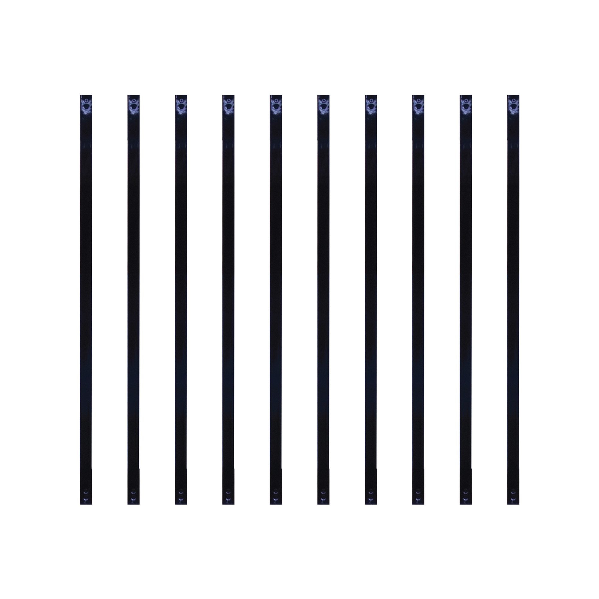 38" Galvanized Steel Rectangular Balusters, Black (10 Pack)