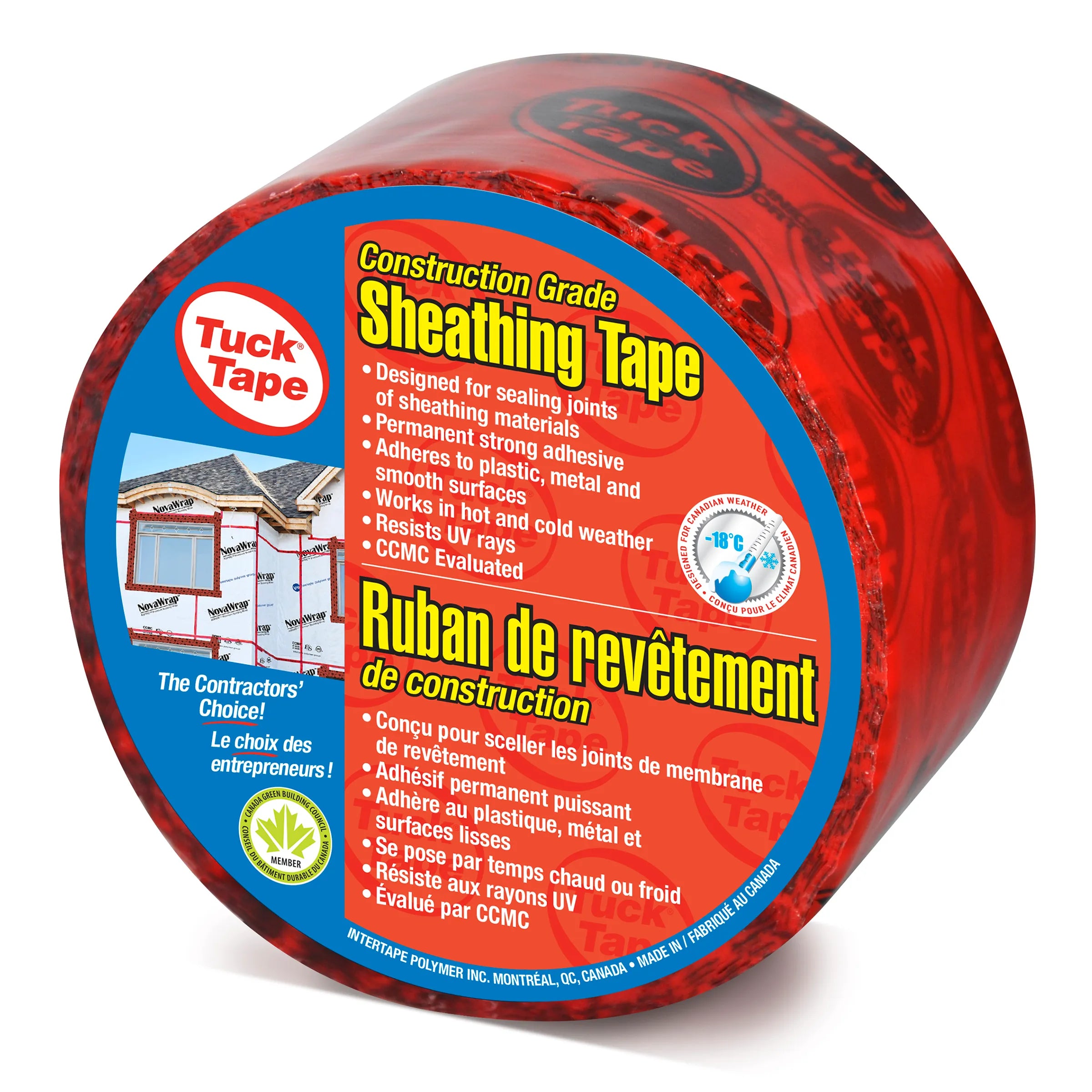 Tuck Tape 60MM x  55M Vapor Barrier Sheathing Tape Red