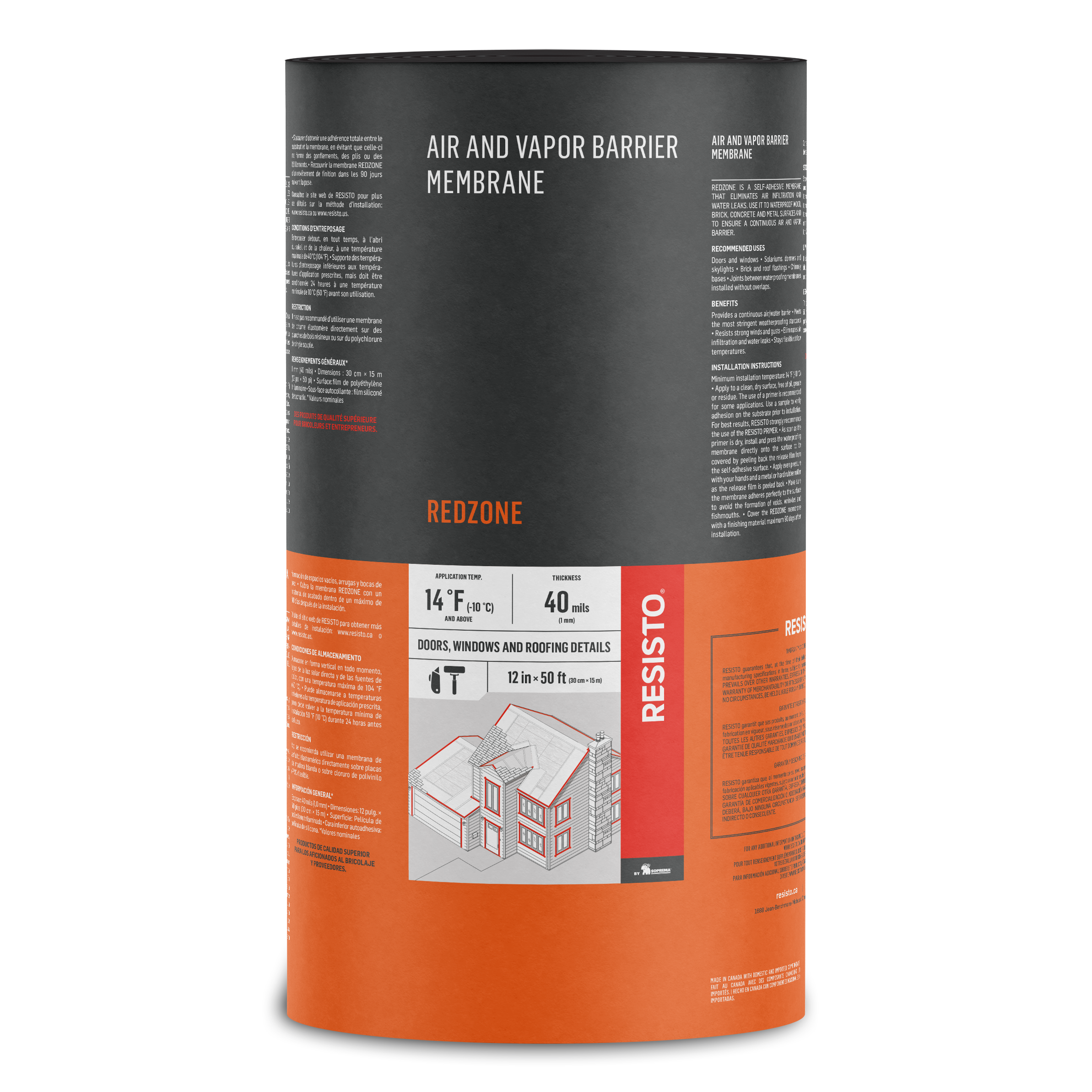 12" Air And Vapor Barrier Membrane Redzone