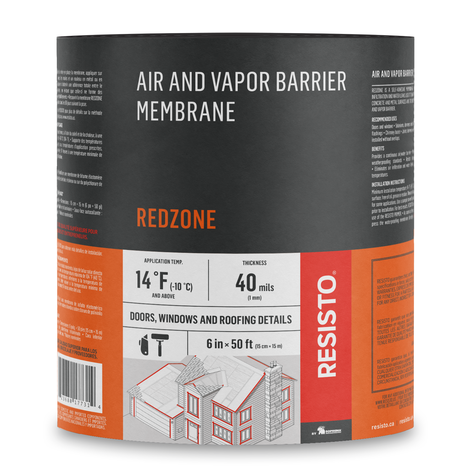 6" Air And Vapor Barrier Membrane Redzone