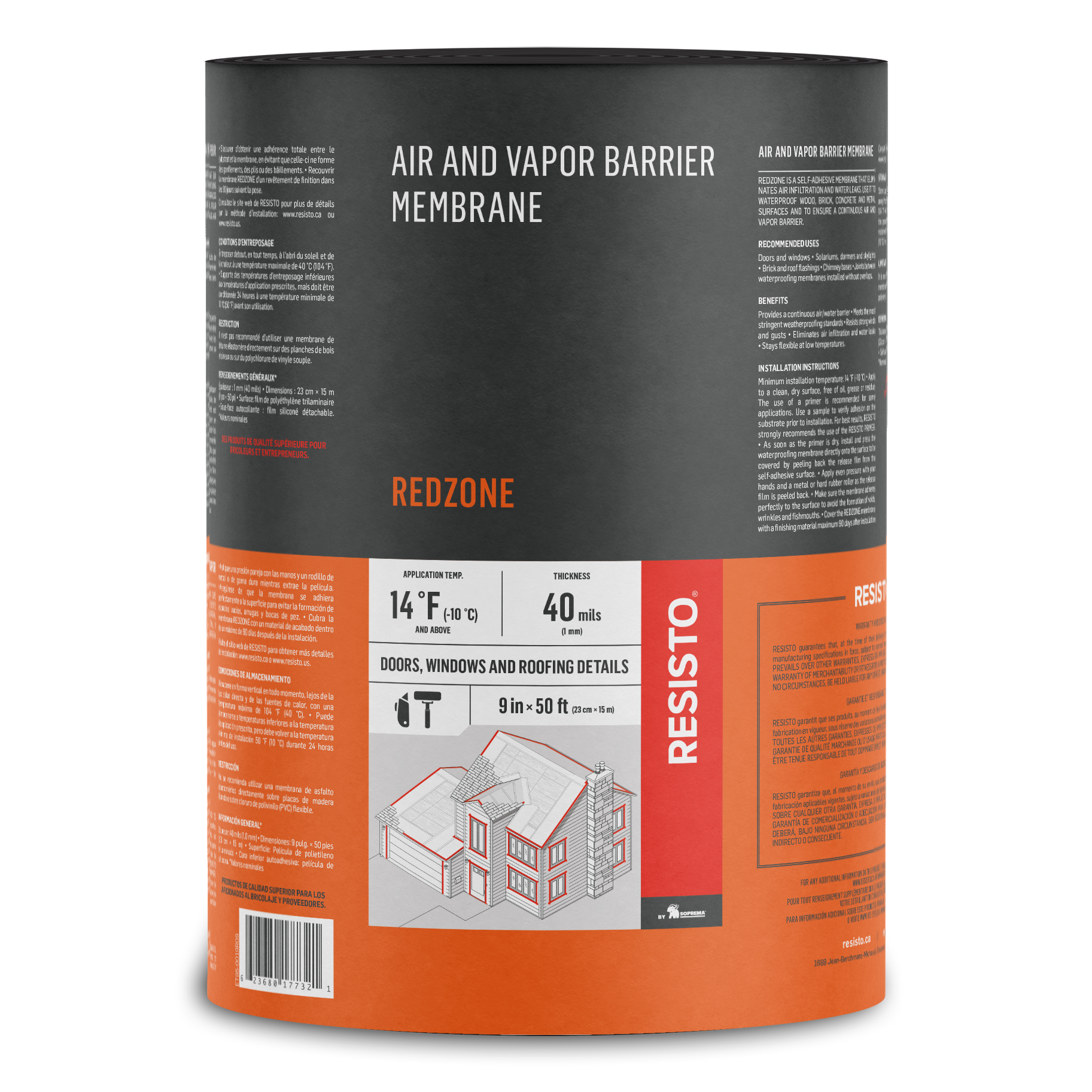 9" Air And Vapor Barrier Membrane Redzone