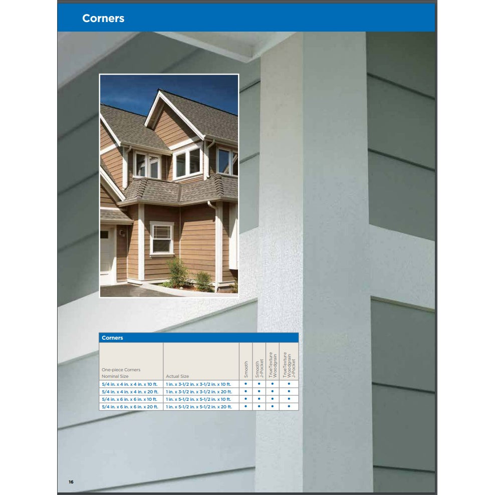 CERTAINTEED 5/4" x 6" x 10' PVC Corner, Woodgrain