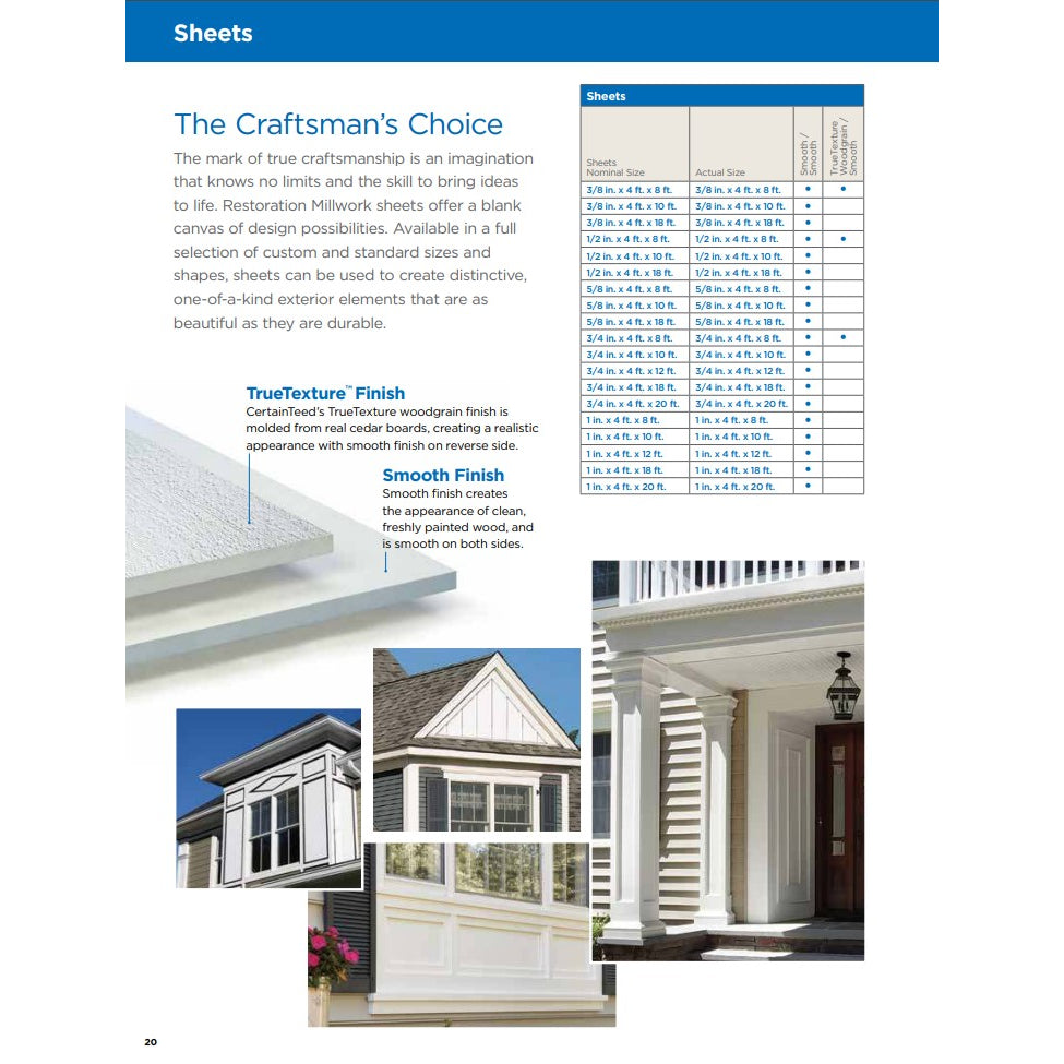 CERTAINTEED 1/2" x 4' x 8' PVC Panel, Smooth