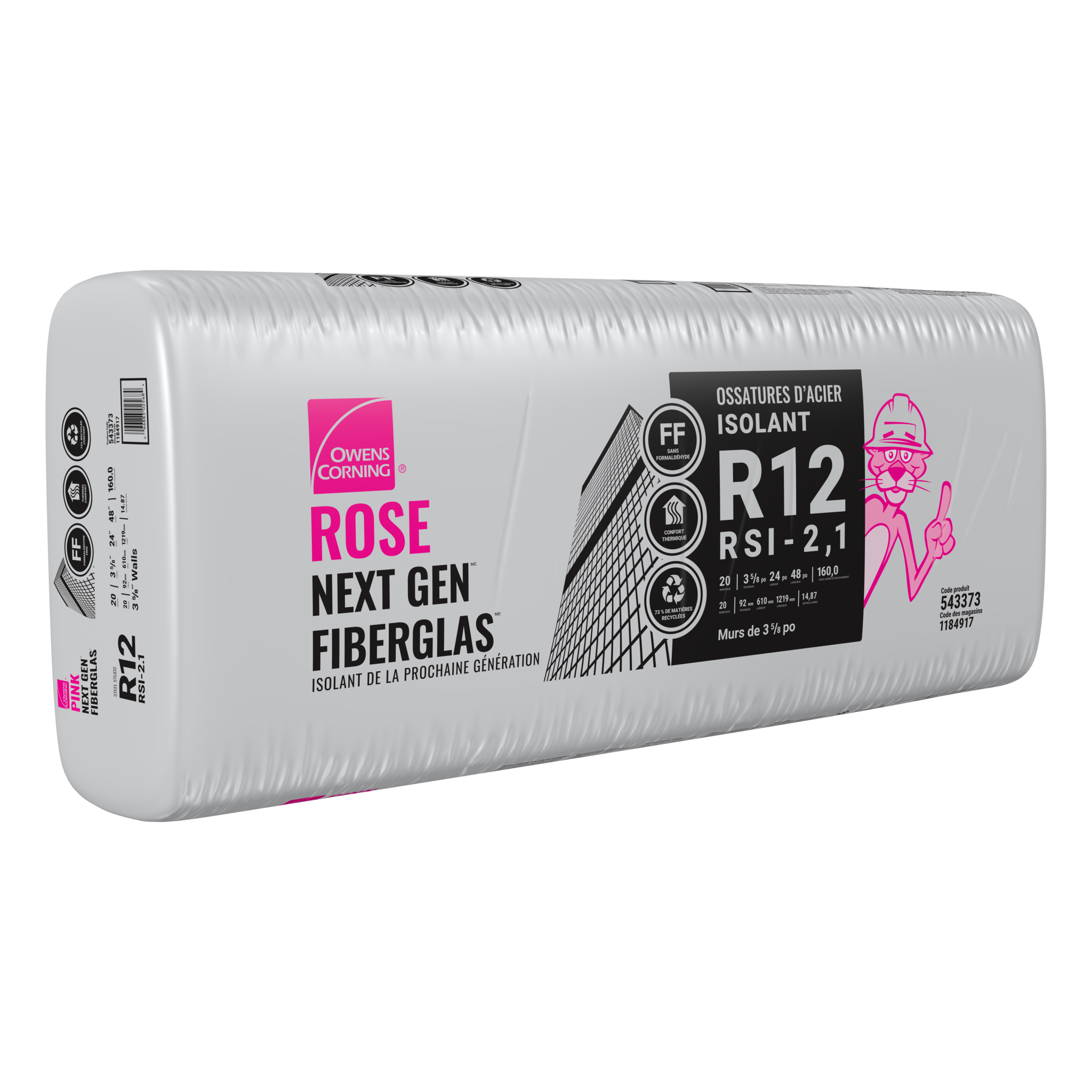 R-12 PINK NEXT GEN FIBERGLAS Insulation 24-inch x 48-inch x 3 5/8-inch (160.0 sq.ft.)
