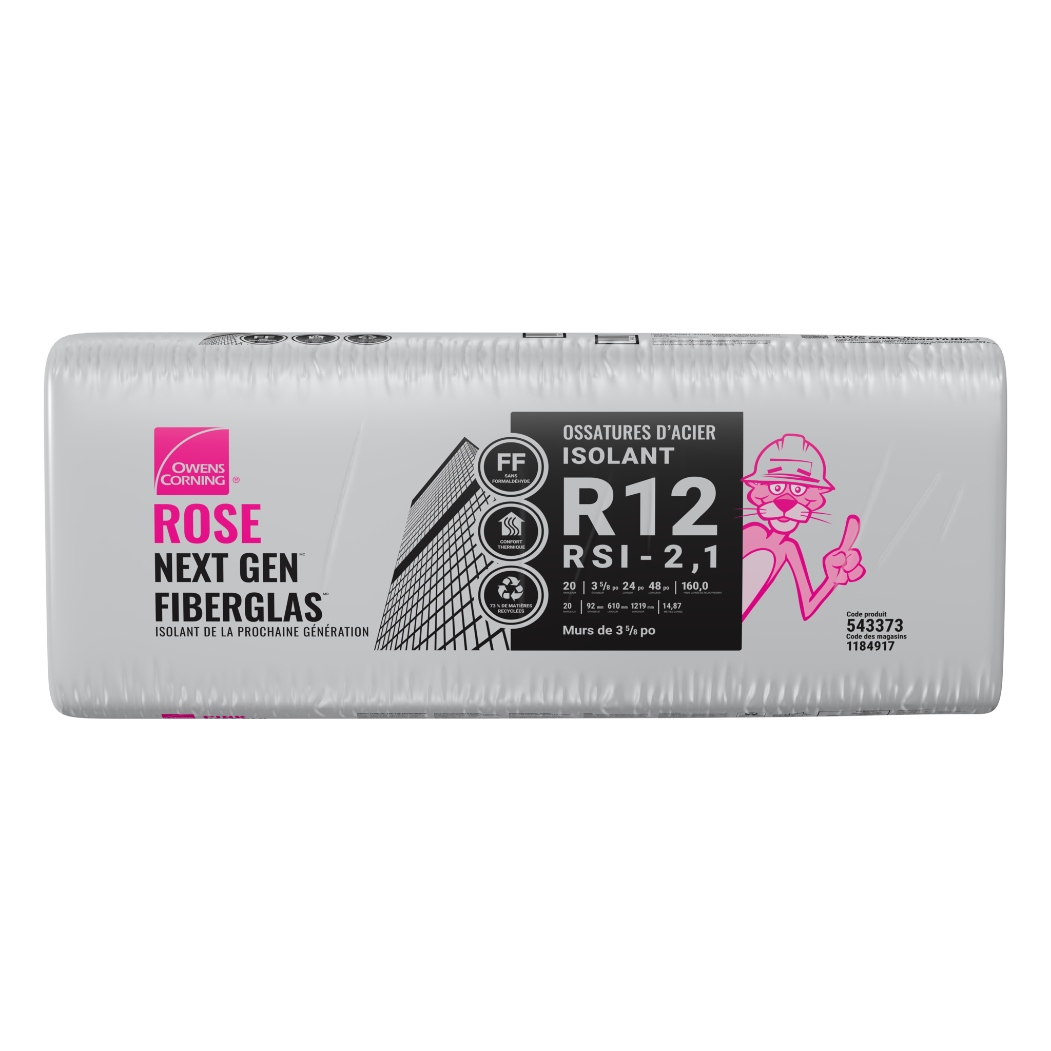 R-12 PINK NEXT GEN FIBERGLAS Insulation 24-inch x 48-inch x 3 5/8-inch (160.0 sq.ft.)