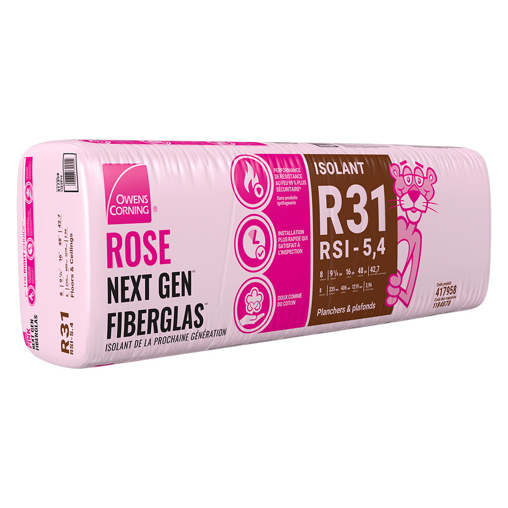 R-31 PINK NEXT GEN FIBERGLAS Insulation 24" x 48" x 9.25" (64 sq.ft.)
